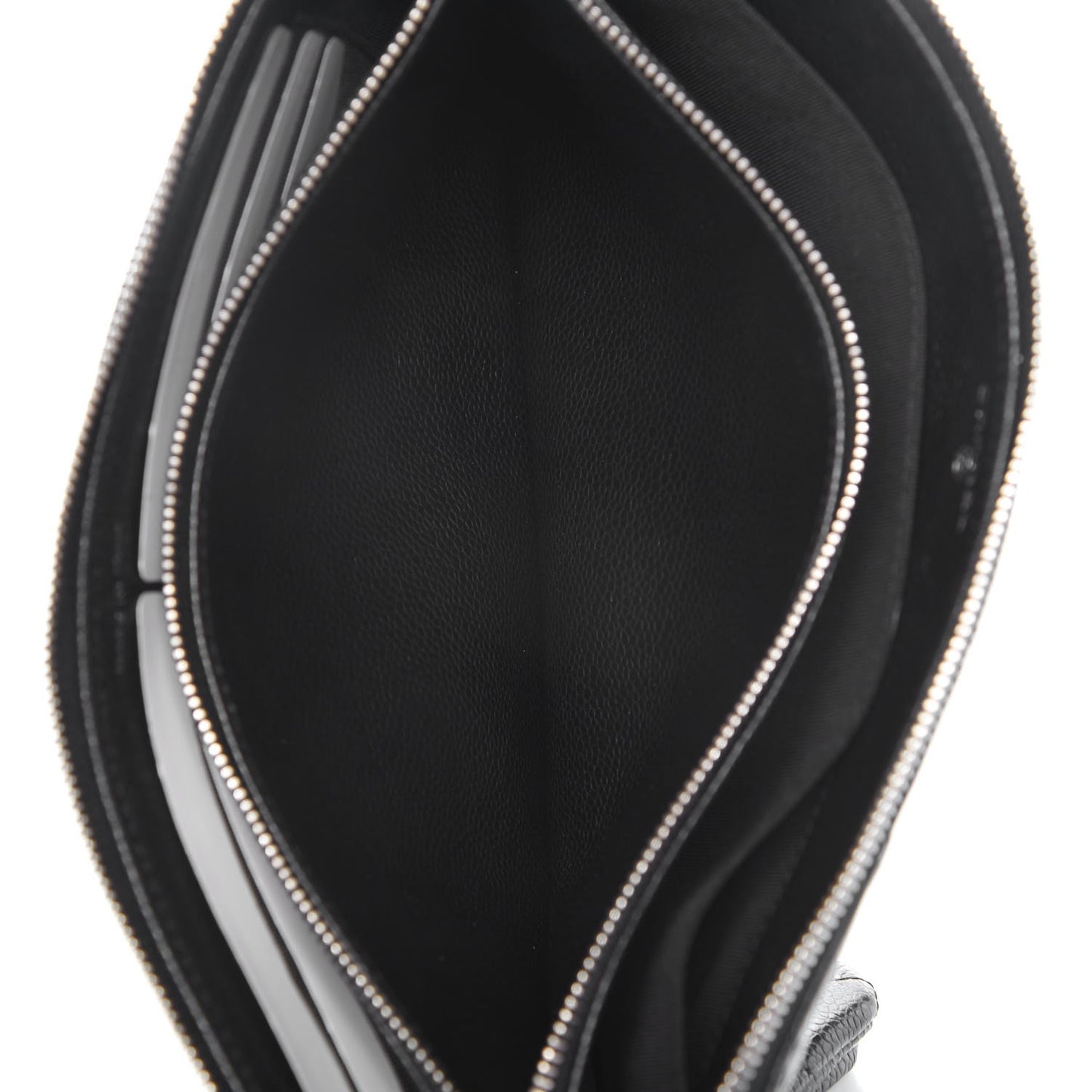 Caviar Quilted Large Zipped Clutch Black
