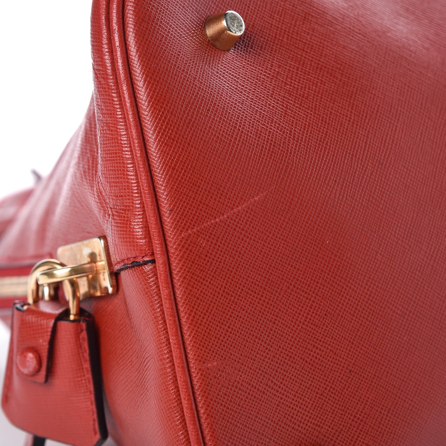Saffiano Frame Bowler Red