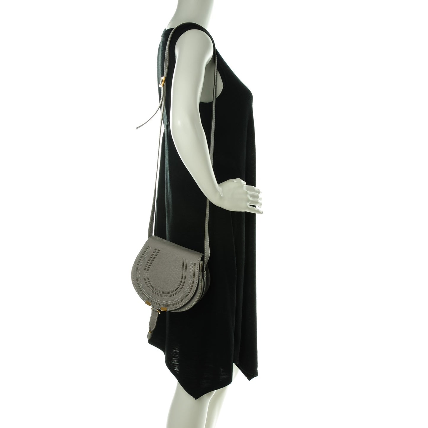 Calfskin Mini Marcie Round Crossbody Bag Cashmere Grey