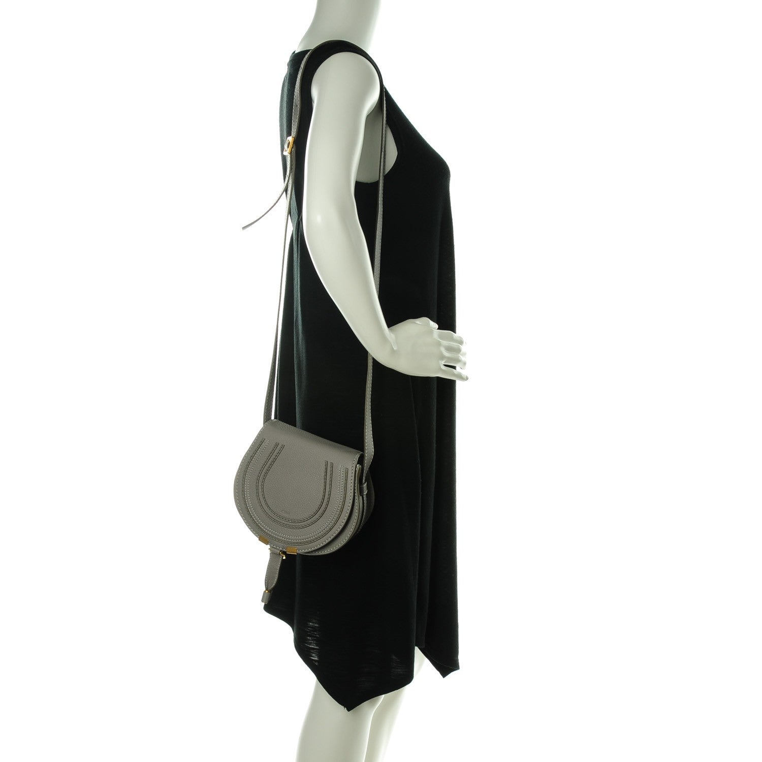 Chloe Calfskin Mini Marcie Round Crossbody Bag Cashmere Grey 2 of 8