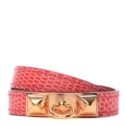 Hermes Lizard Rivale Double Tour Bracelet XS Bougainvillea 1 of 7