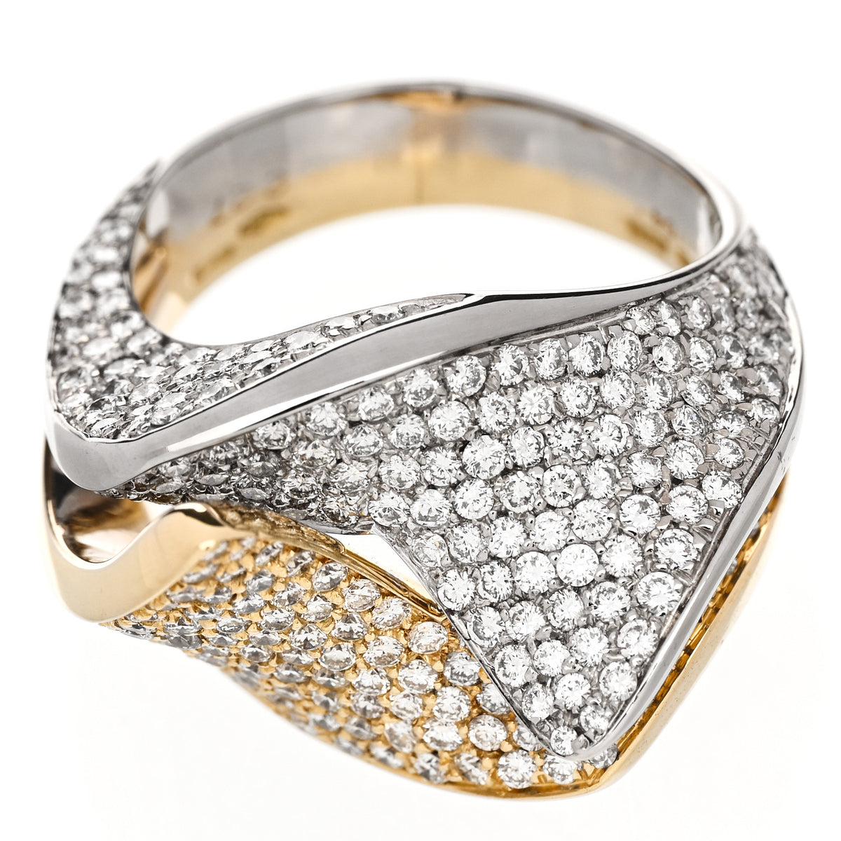 18K Yellow White Gold Diamond 2.27ctw Pave Cocktail Ring 55 7.25