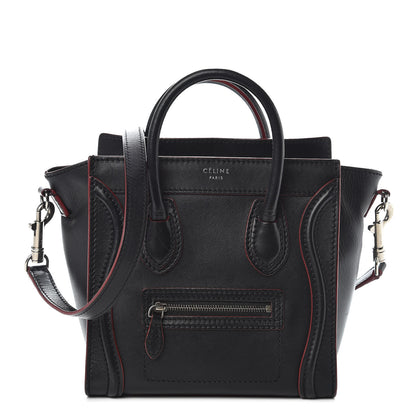 Celine Smooth Calfskin Nano Luggage Black Red 1 of 16