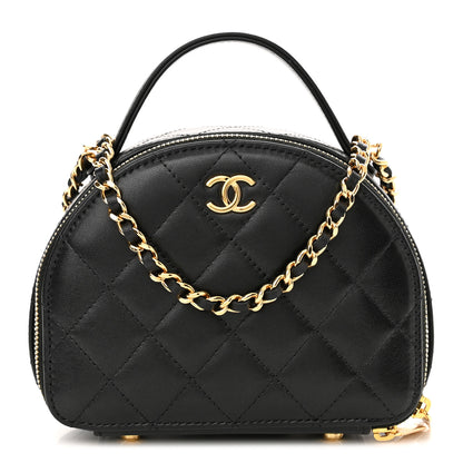 Chanel Lambskin Quilted Chic Riviera Top Handle Vanity Case Black 1 of 11
