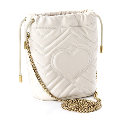 Gucci Calfskin Matelasse Mini GG Marmont 2.0 Bucket Bag White 3 of 9