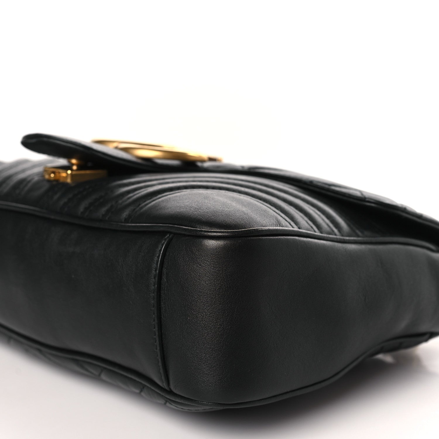 Gucci Calfskin Matelasse Medium GG Marmont Shoulder Bag Black 8 of 9