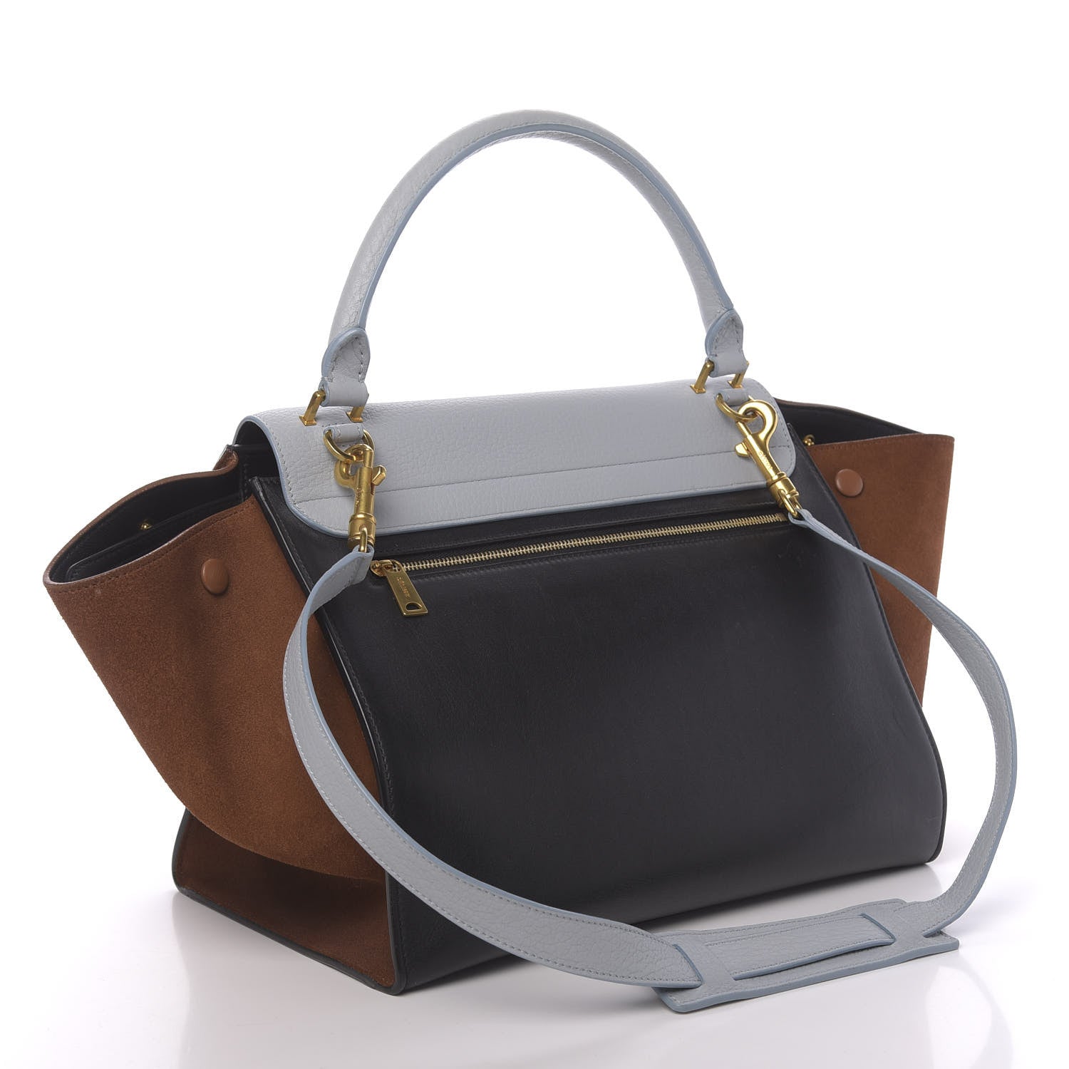 Celine Velluto Calfskin Suede Medium Tri-Color Trapeze 4 of 15