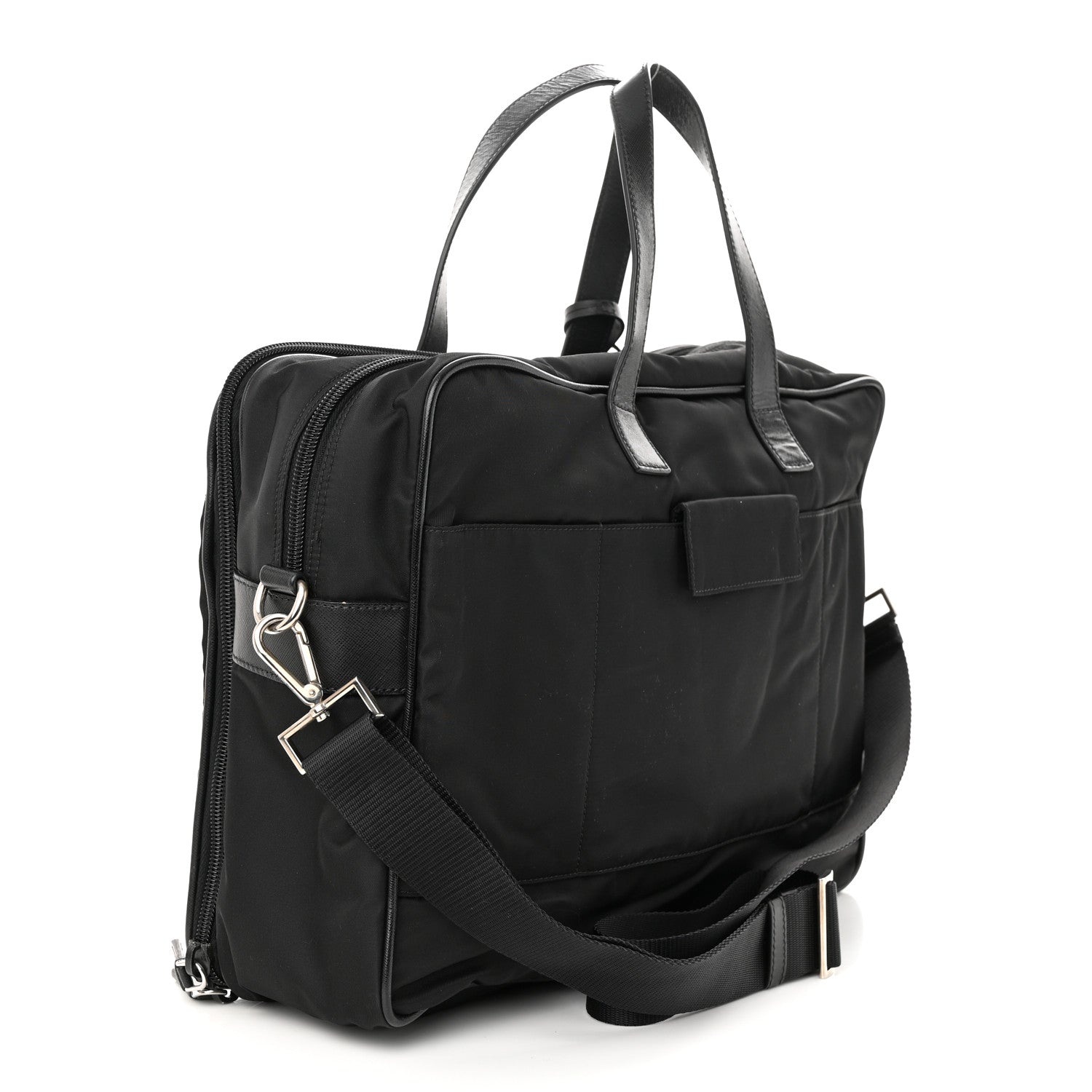 Prada Tessuto Nylon Saffiano Briefcase Black 3 of 15