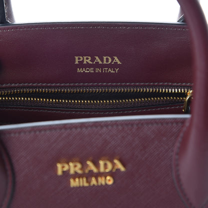 Prada Saffiano City Calfskin Small Bibliothèque Top Handle Granato Marmo 7 of 9