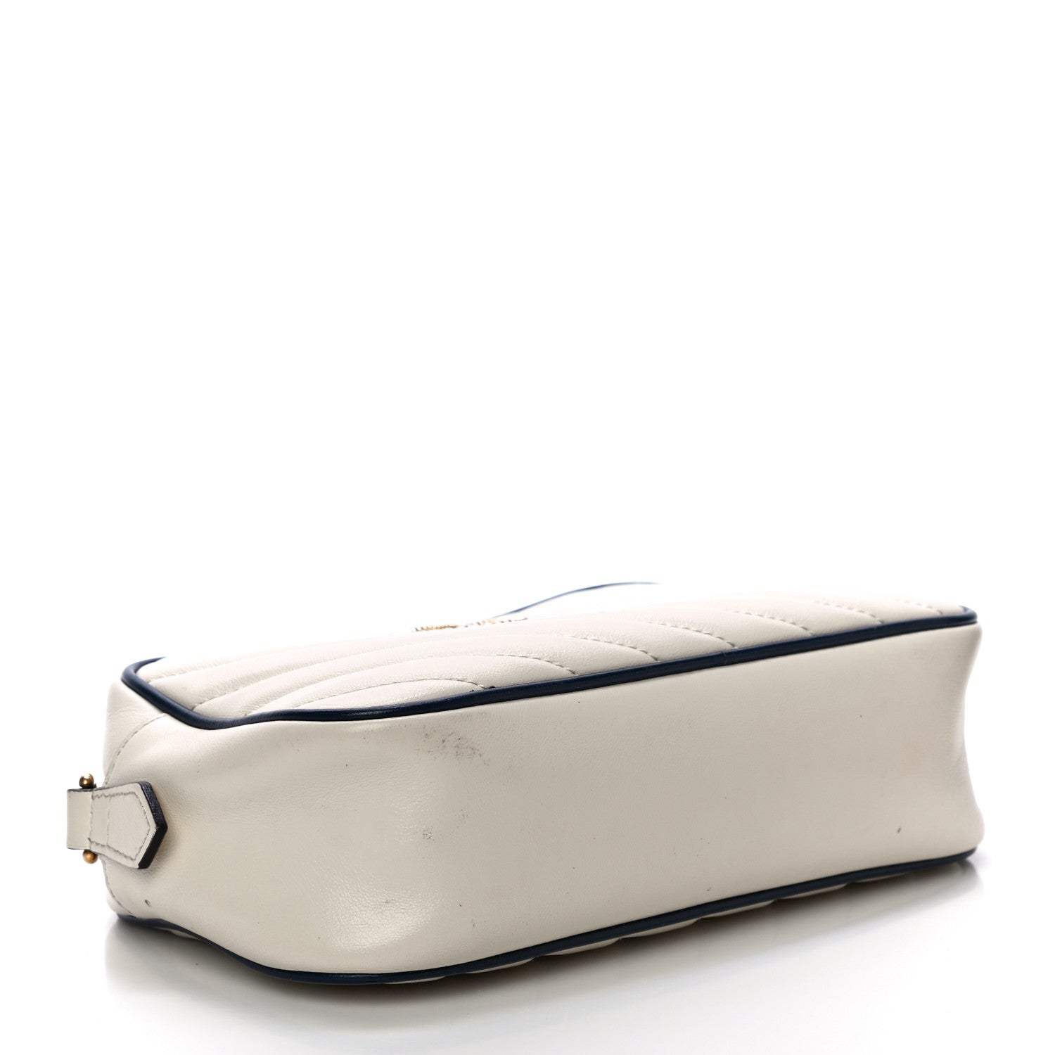 Gucci Vintage Effect Calfskin Matelasse Diagonal Small Torchon GG Marmont Chain Shoulder Bag Mystic White Blue Agata 4 of 17