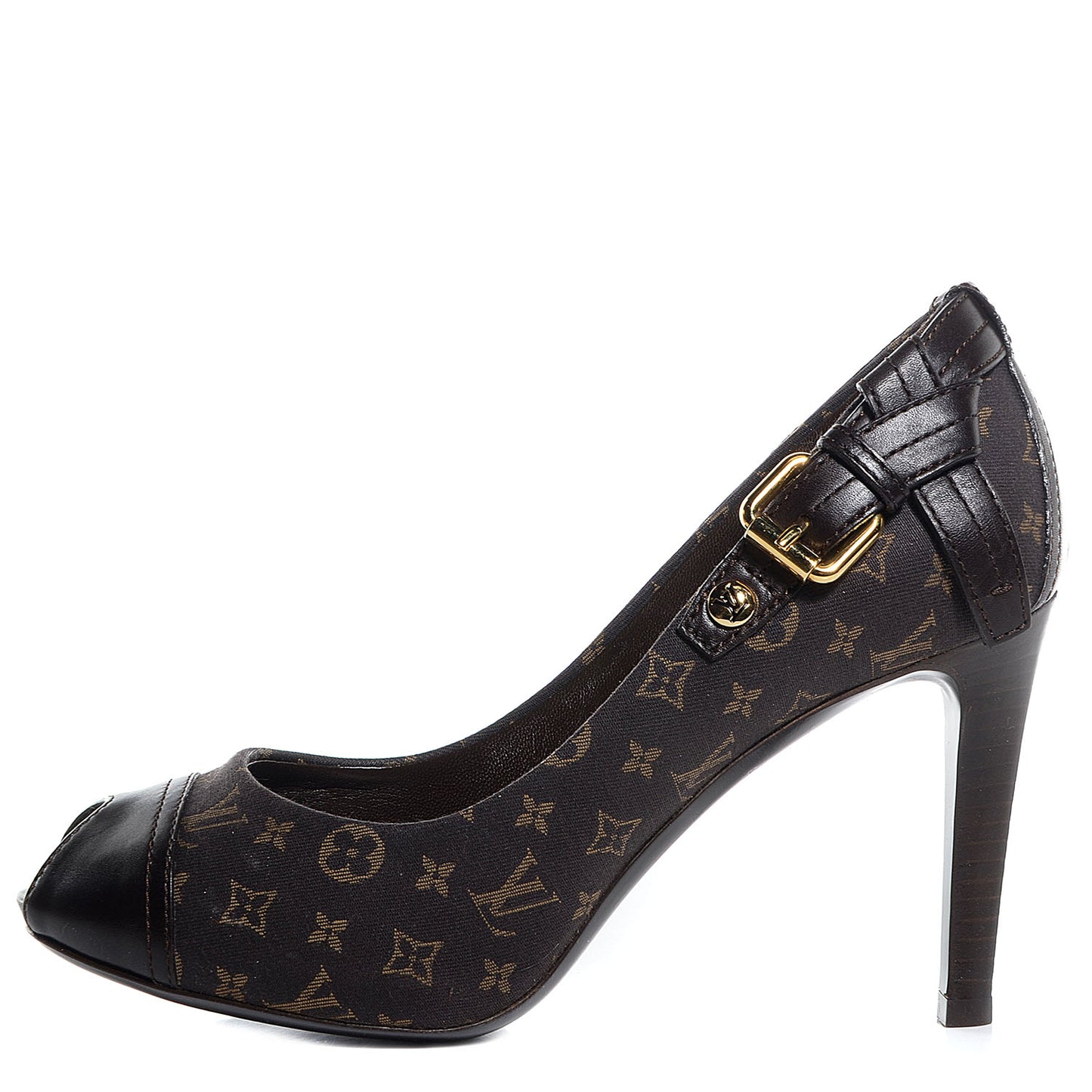 Monogram Idylle Barbara Open Toe Pumps 35 Fusain