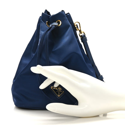 Prada Saffiano Tessuto Nylon Bucket Wristlet Royal 2 of 8