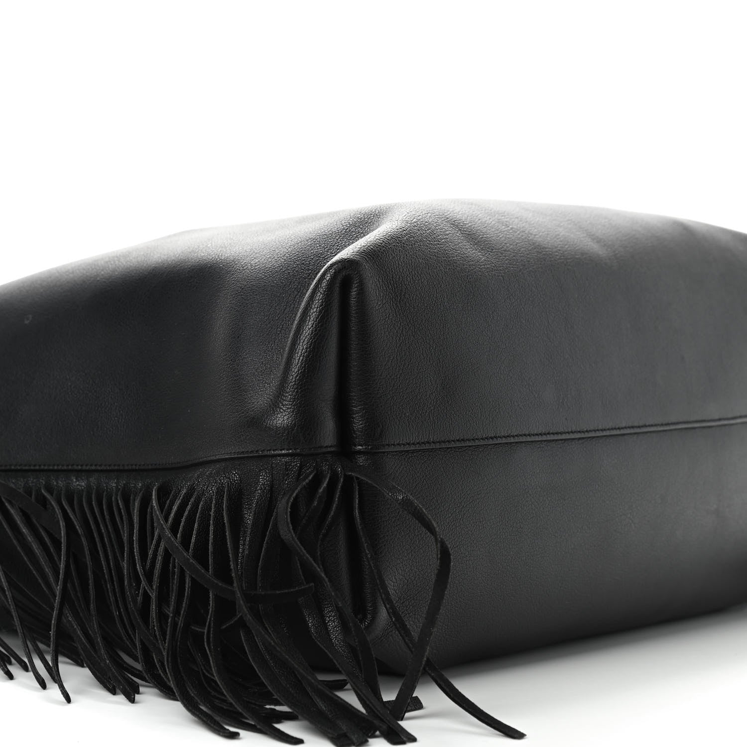 Saint Laurent Calfskin Large Fringe Shopping Tote Black 8 of 13