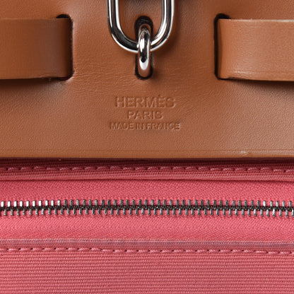 Hermes Vache Hunter Toile Herbag Zip 31 PM Rose Azalee Natural 11 of 13