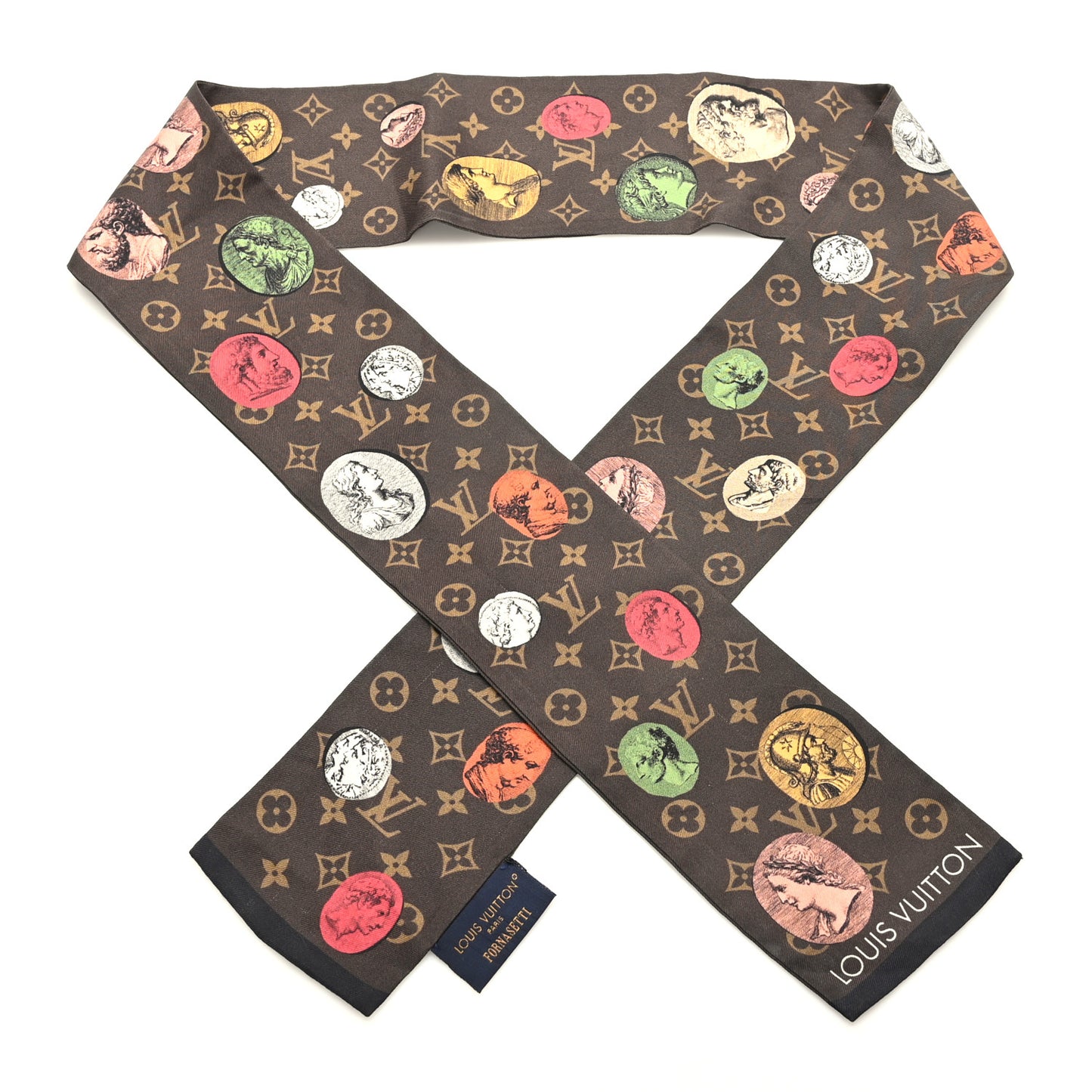x FORNASETTI Silk Monogram Cameo Bandeau Brown