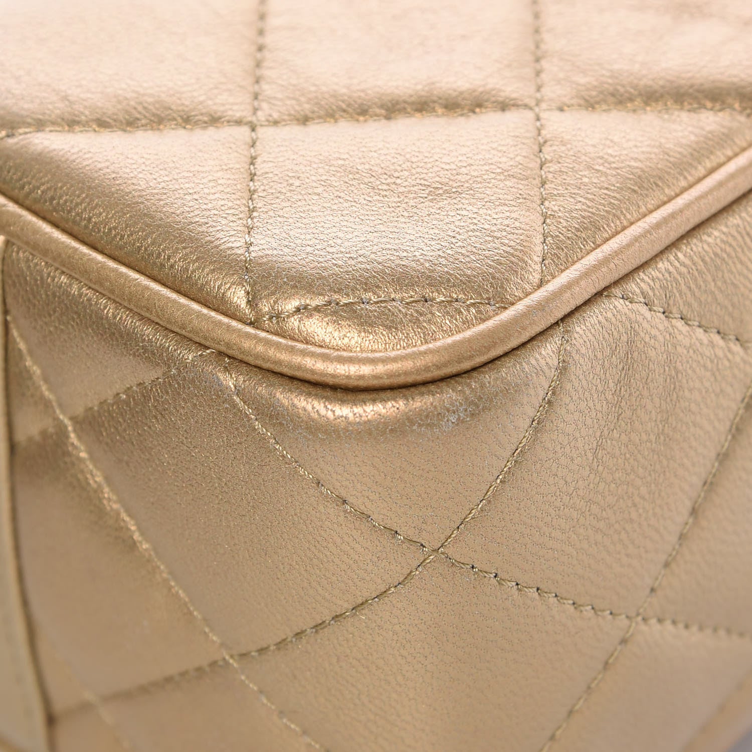 Chanel Metallic Lambskin Quilted Camera Case Gold 11 of 15