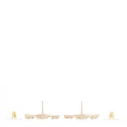 Chanel Crystal CC Camellia Earrings Gold 3 of 5