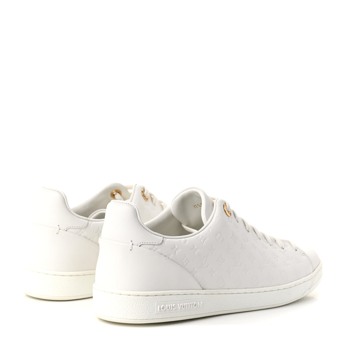 Calfskin Monogram Embossed Front Row Sneakers 41 White