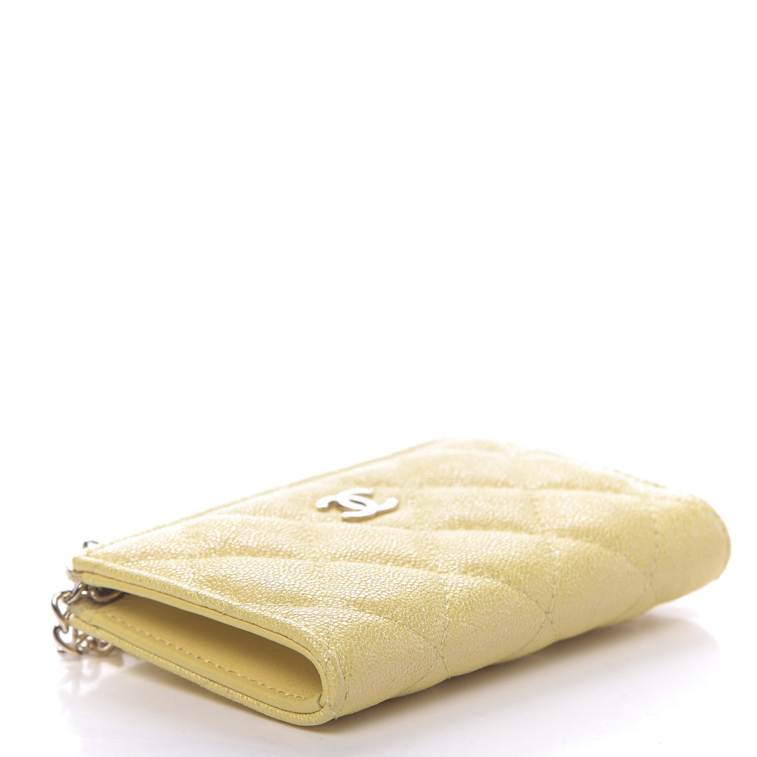 Chanel Iridescent Caviar Quilted Key Holder Case Yellow 4 of 8