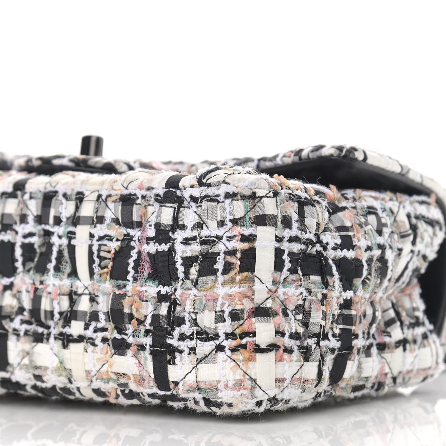 Chanel Tweed Quilted Mini Rectangular Flap White Black Multicolor 10 of 12