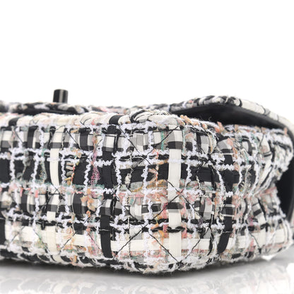 Chanel Tweed Quilted Mini Rectangular Flap White Black Multicolor 10 of 12