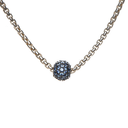 David Yurman Sterling Silver Blue Sapphire 6mm Petite Pave Necklace 4 of 5