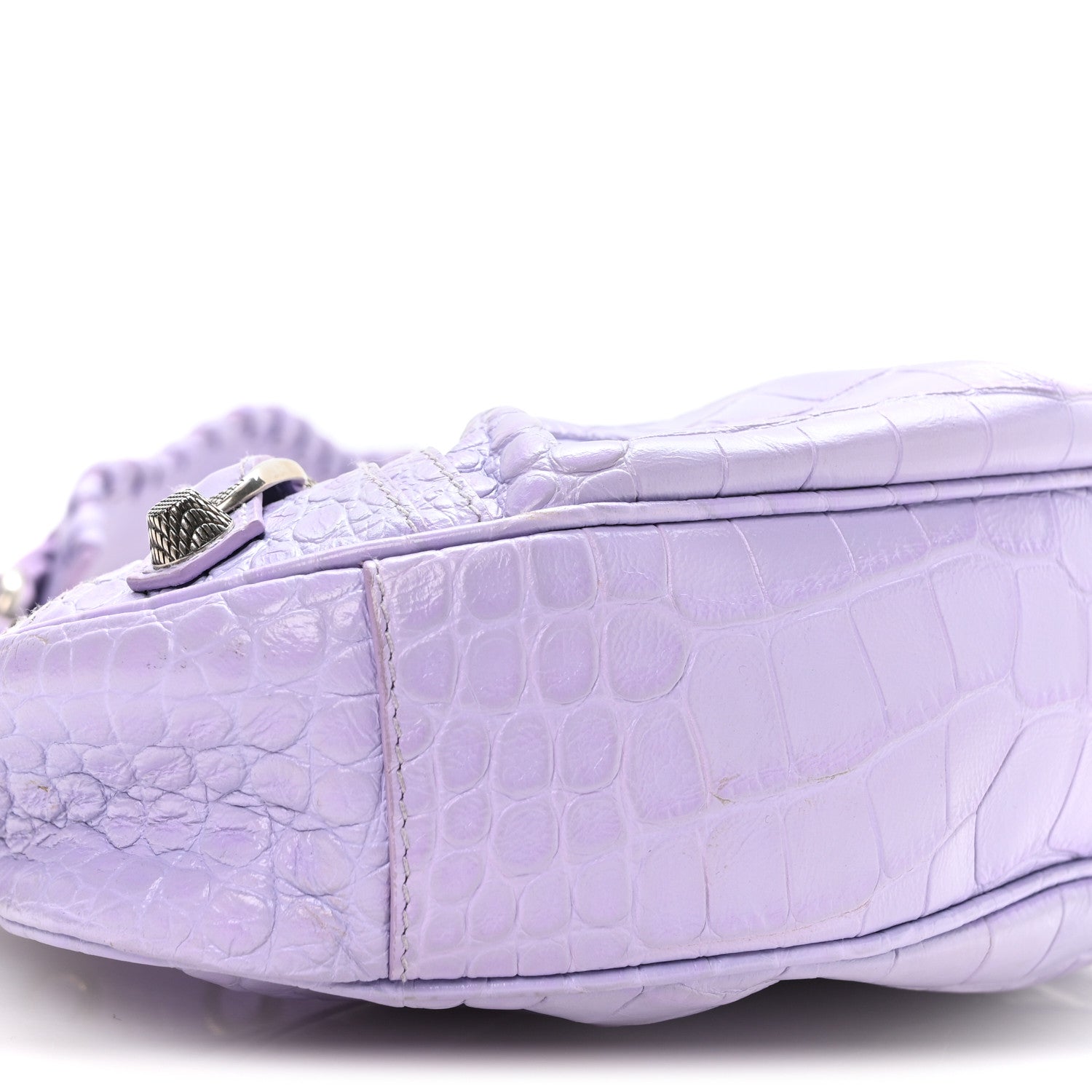 Balenciaga Extra Supple Calfskin Crocodile Embossed Le Cagole Shoulder Bag XS Lilac 10 of 11