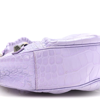 Balenciaga Extra Supple Calfskin Crocodile Embossed Le Cagole Shoulder Bag XS Lilac 10 of 11