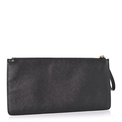 Salvatore Ferragamo Printed Calfskin Gancio Wristlet Clutch Black 2 of 7