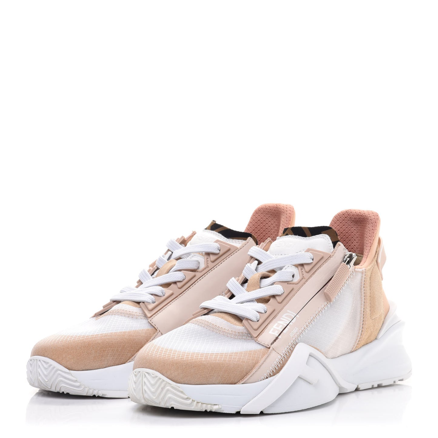 Nylon Suede Transparent Fendi Flow Low Top Sneakers 37 Light Rose
