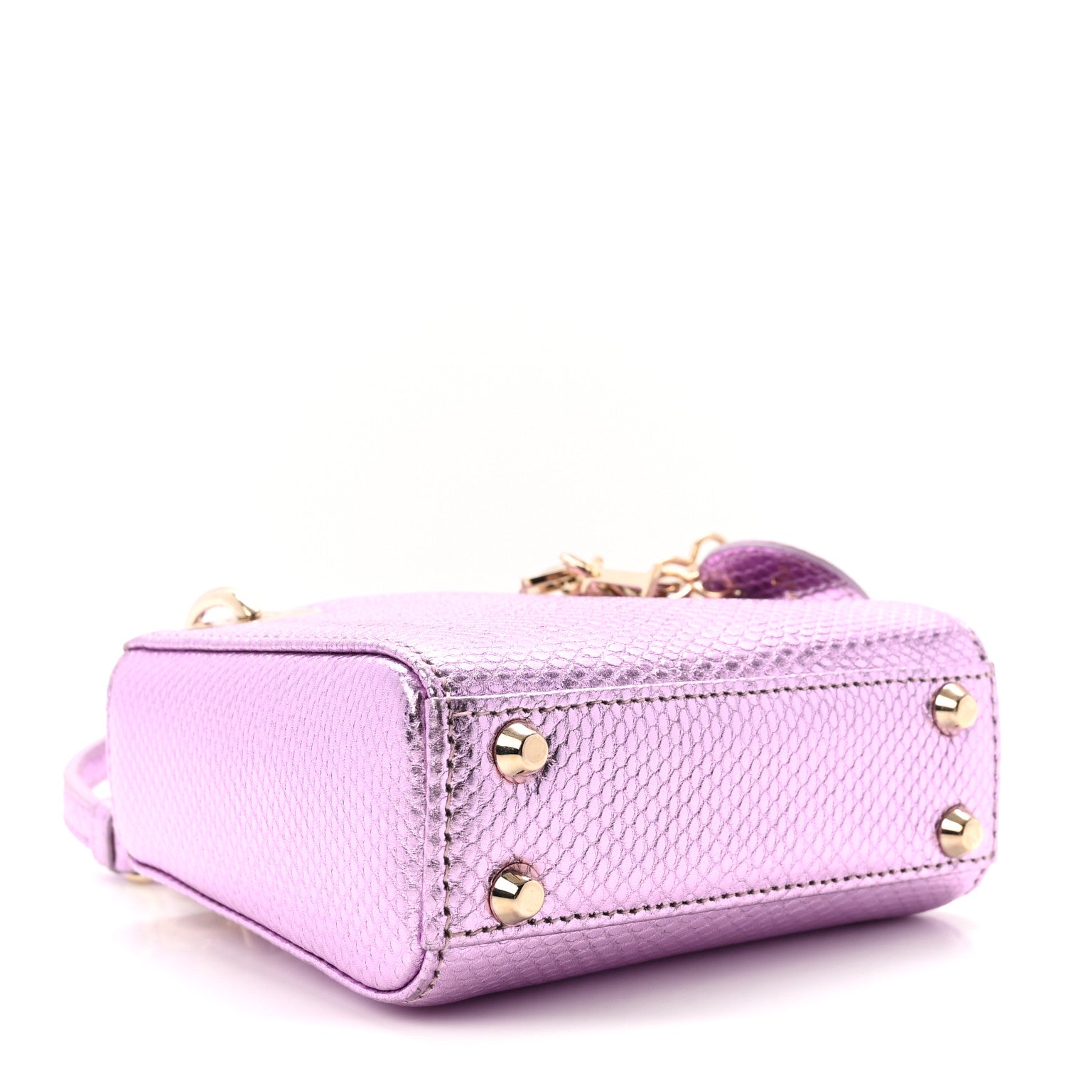 Dior logo キルティングケース 紫色 Christian Dior Metallic Karung Micro Lady Dior Light Purple