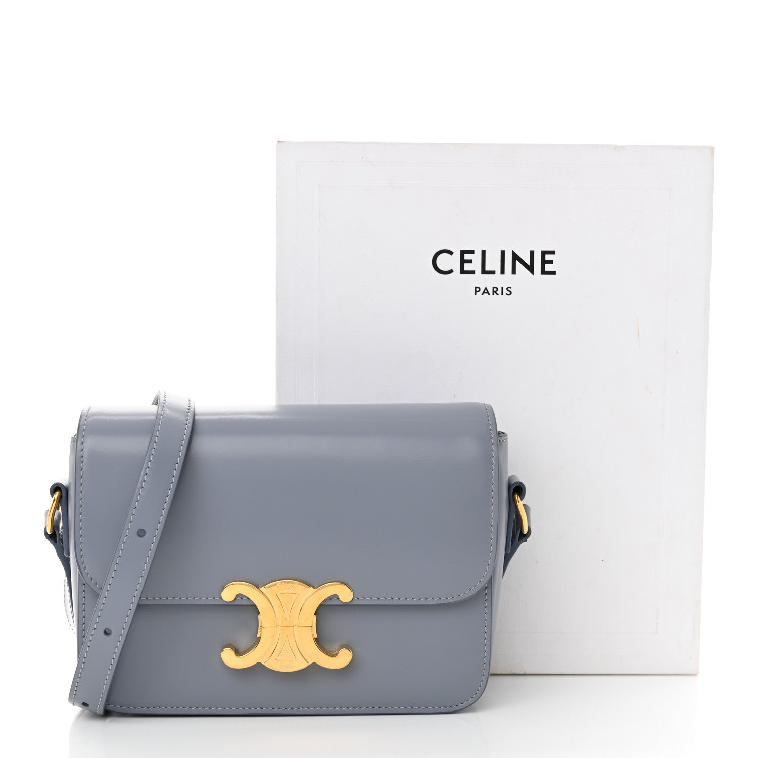 Celine Shiny Calfskin Teen Triomphe Pearl Blue 13 of 13