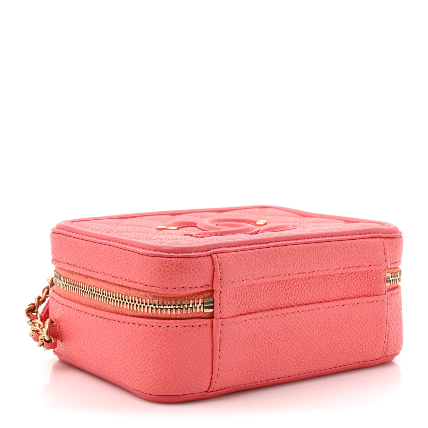 Chanel Caviar Quilted Small CC Filigree Vanity Case Coral 4 of 10