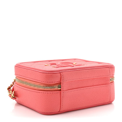 Chanel Caviar Quilted Small CC Filigree Vanity Case Coral 4 of 10