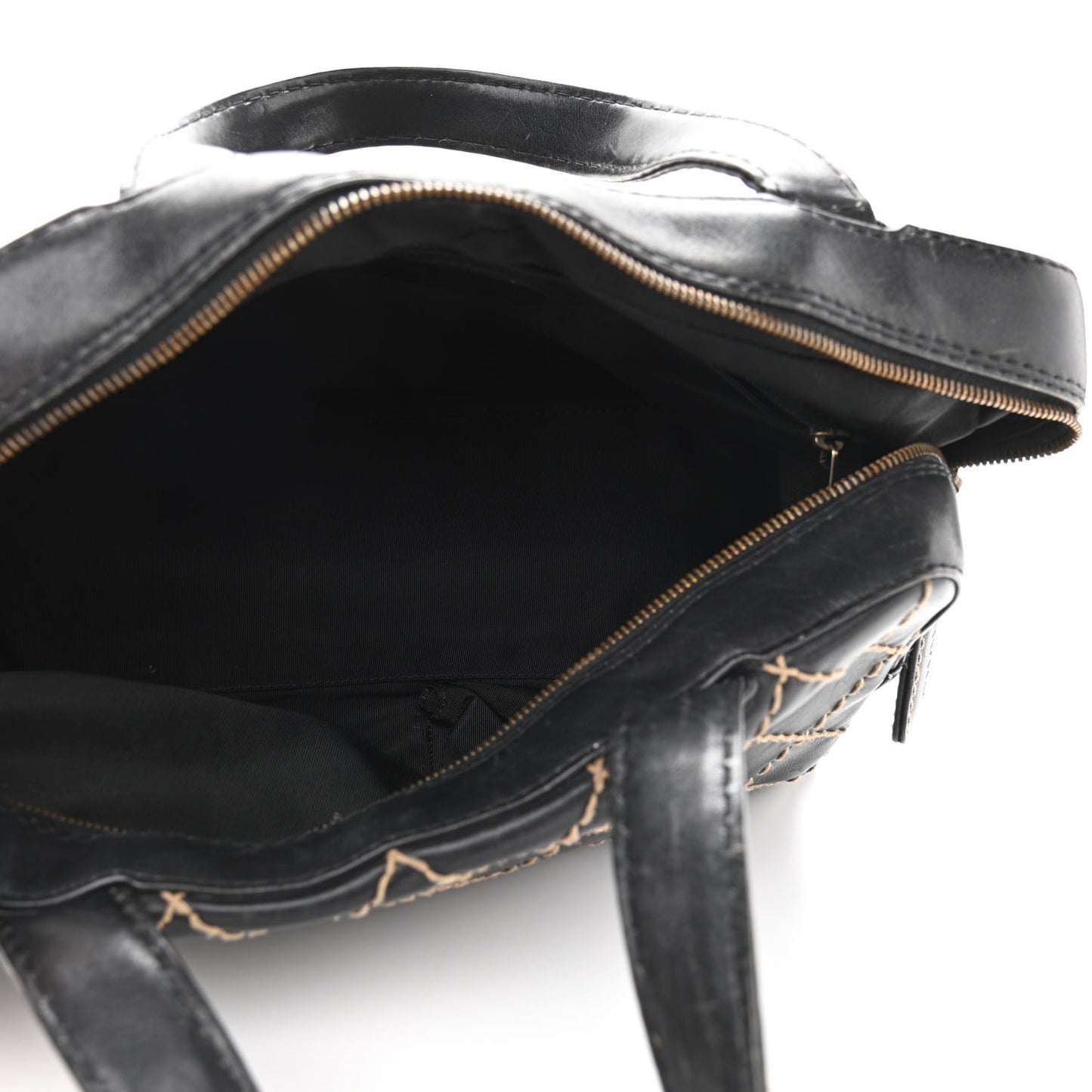 Calfskin Contrast Stitch Surpique Bowler Black