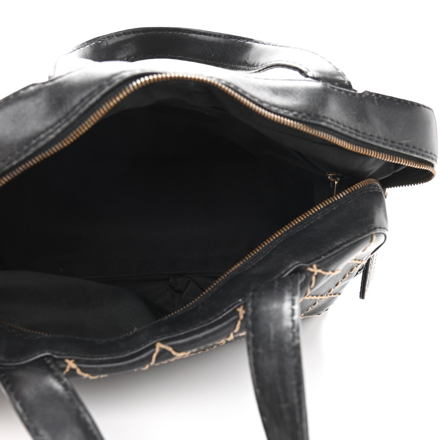 Chanel Calfskin Contrast Stitch Surpique Bowler Black 4 of 16