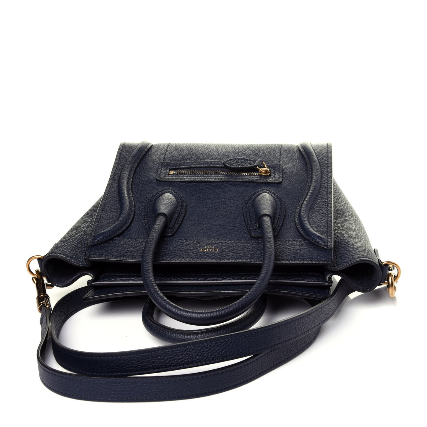 Drummed Calfskin Nano Luggage Navy Blue