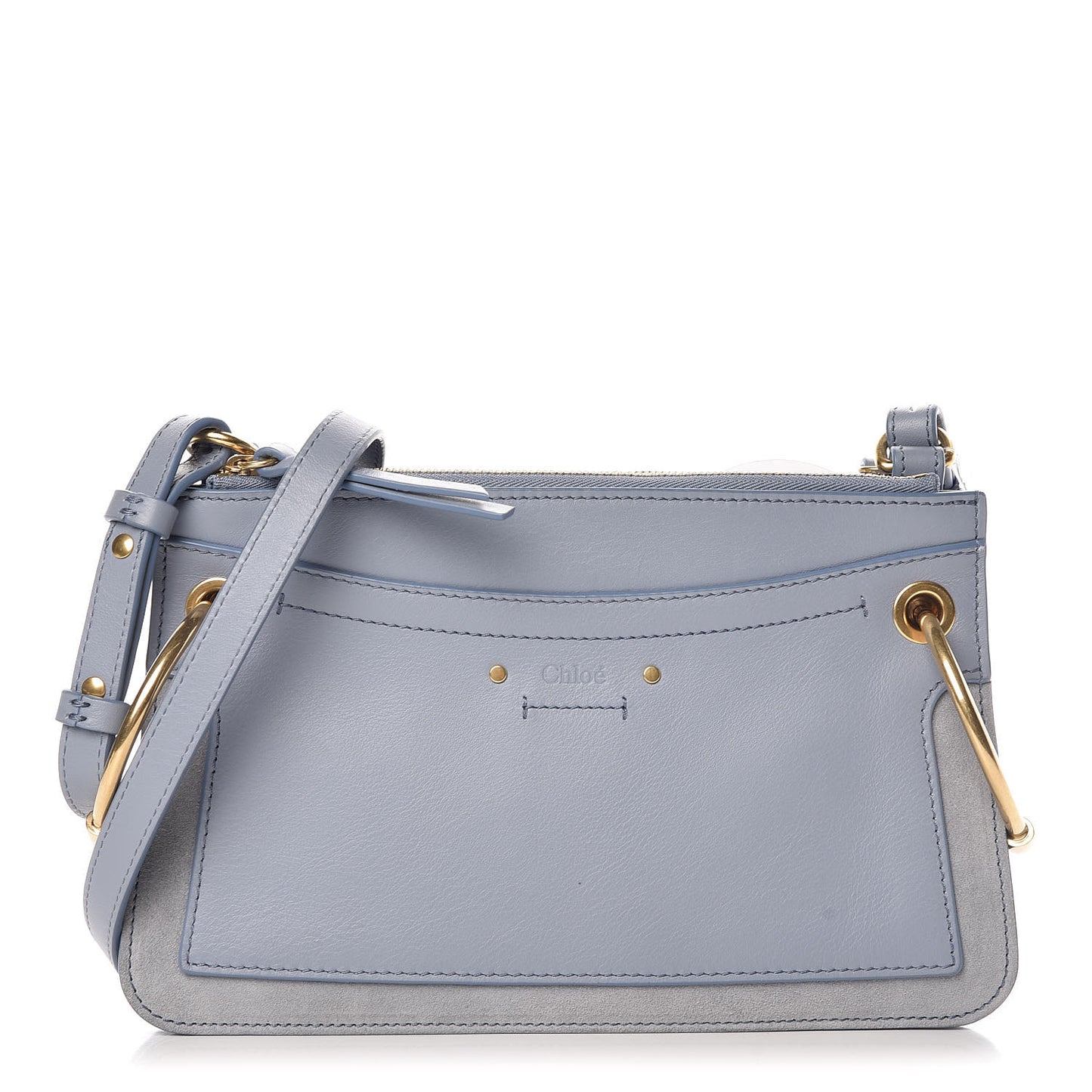 Calfskin Suede Mini Roy Bag Washed Blue