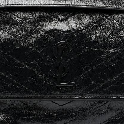 Saint Laurent Crinkled Calfskin Matelasse Monogram Medium Niki Chain Satchel Black 7 of 9
