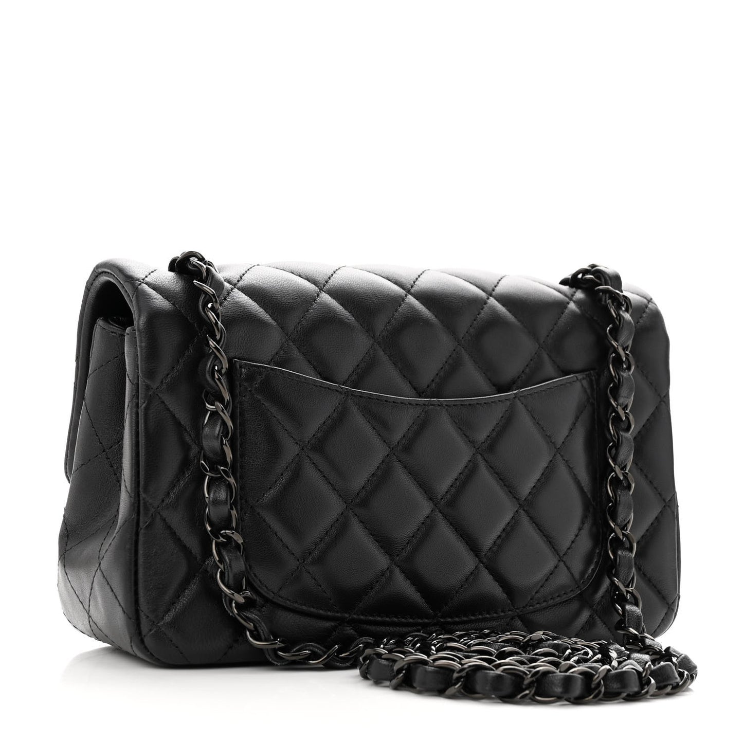 Lambskin Quilted Mini Rectangular Flap So Black
