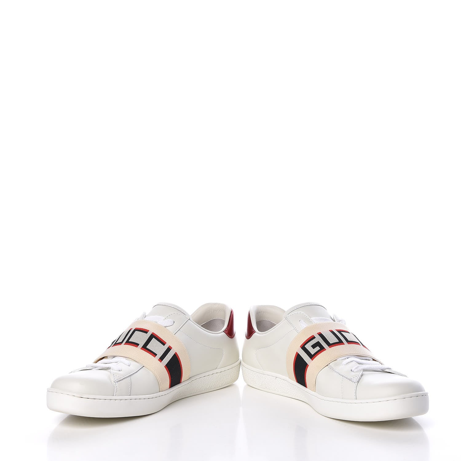 Gucci Calfskin Stripe Mens New Ace Sneakers 8 White Ecru Red Flame 5 of 22