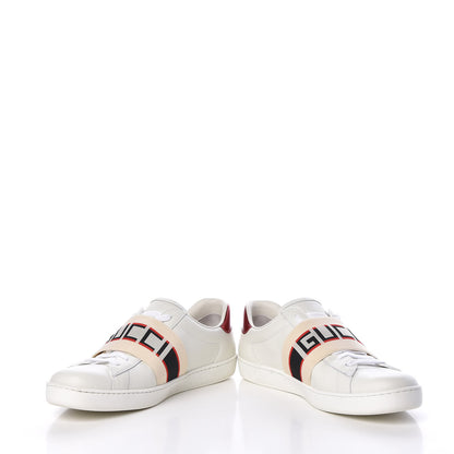 Gucci Calfskin Stripe Mens New Ace Sneakers 8 White Ecru Red Flame 5 of 22