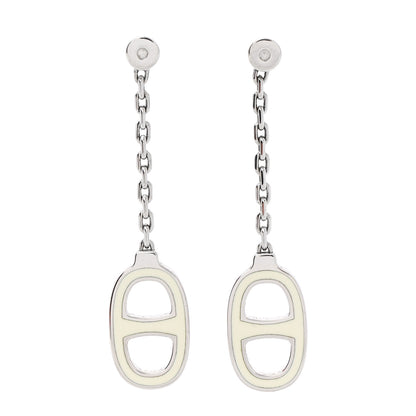 Hermes Palladium Lacquered Farandole Drop Earrings Ecru 1 of 5