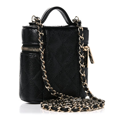 Chanel Caviar Quilted Small Handle With Care Vanity Case With Chain Black 3 of 10