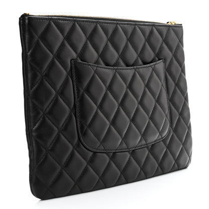 Chanel Lambskin Quilted Egyptian Amulet Zipped Pouch Black 3 of 7