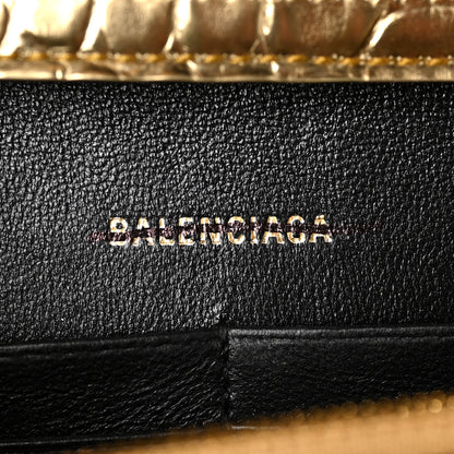 Balenciaga Metallic Calfskin Crocodile Embossed Hourglass Chain Bag Gold 6 of 8