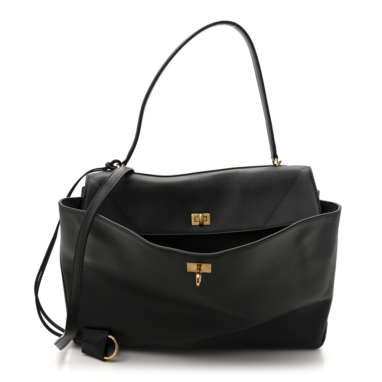 Smooth Calfskin Large Rodeo Top Handle Handbag Black