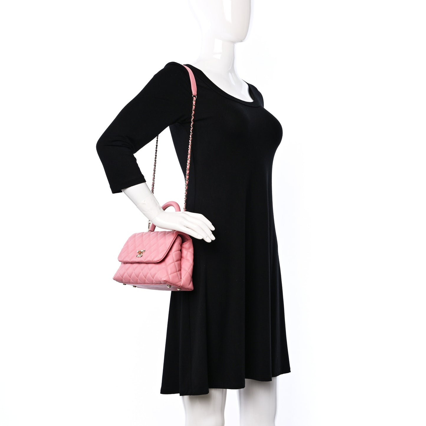 Caviar Quilted Mini Coco Handle Flap Pink