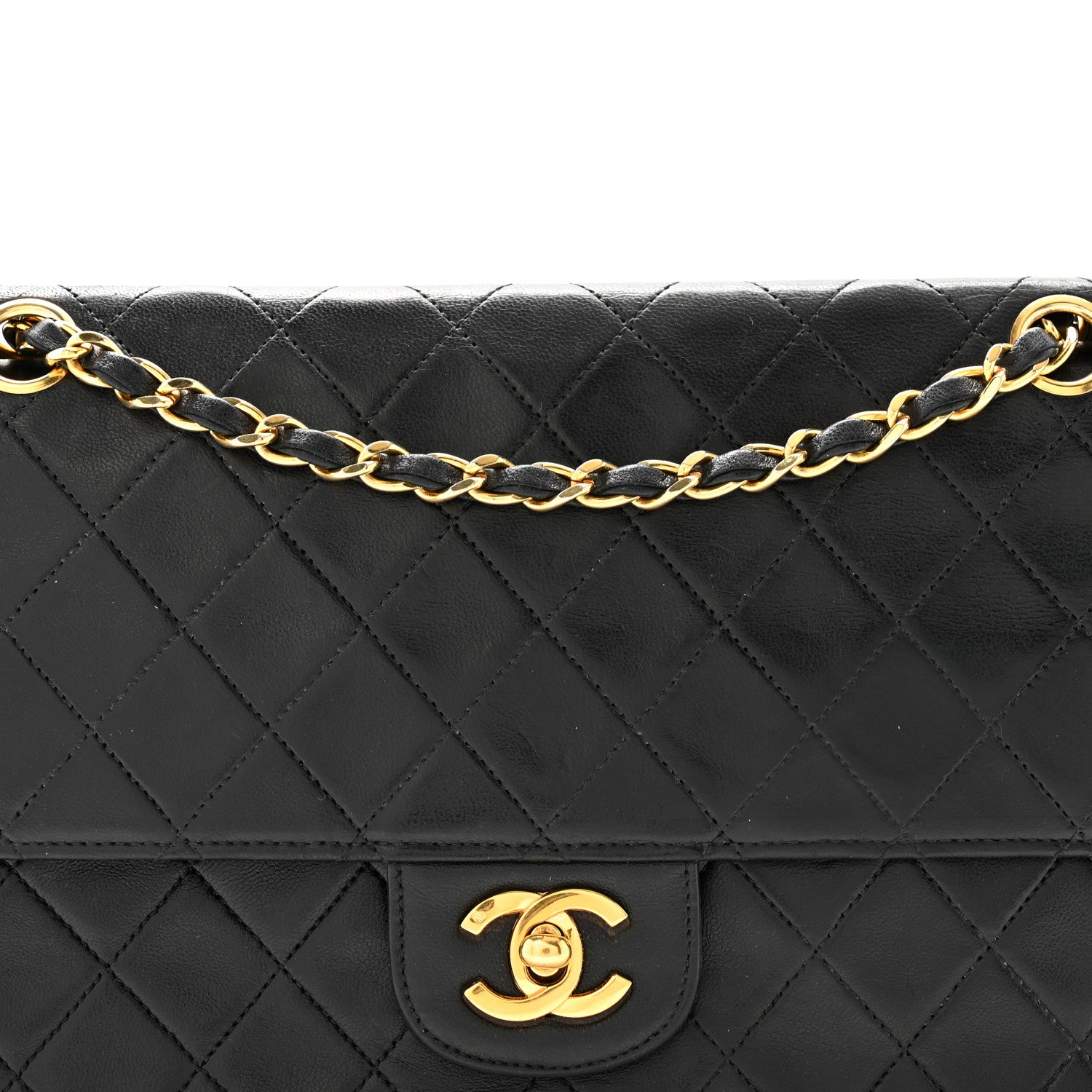 Chanel Lambskin Quilted Medium Double Flap Black 9 of 13