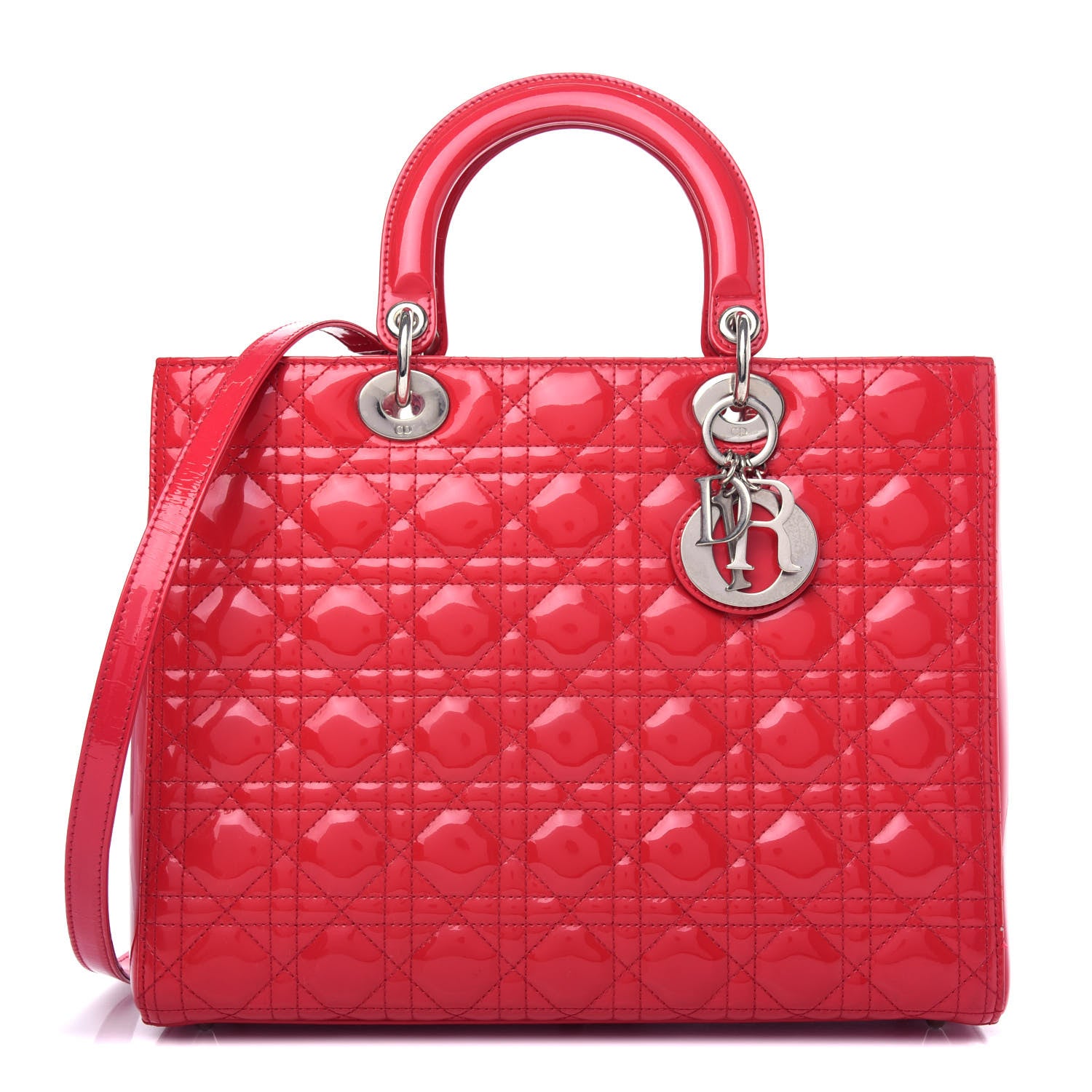 Christian Dior Patent Cannage Large Lady Dior Red 1 of 11